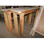 A reclaimed teak console or side table, with a rectangular top raised on strut supports, 85cm high,