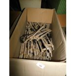 Two boxes of wooden child's coat hangers, each 40cm wide. Note: VAT is payable on the hammer price