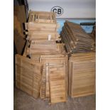 A group of bamboo trays, various sizes, plate stands, soap dishes, etc. Note: VAT is payable on the