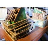 A group of bamboo desk storage organisers, to include graduated boxes, paintbrush holders, trays, et