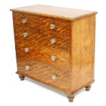 A Victorian maple chest of two short over three long drawers, raised on turned legs, 113cm high, 112