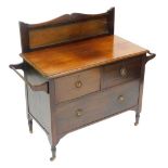 A late Victorian mahogany wash stand, with a glass inset back splash, two towel rails, with two shor