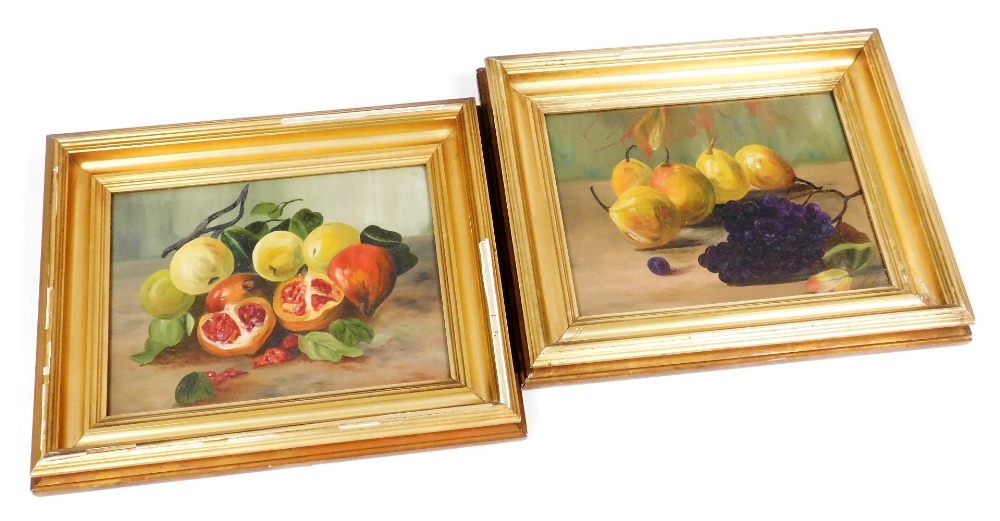 Irene L. Hayes (early 20thC School). Still life, fruit, oil on board, signed, 29cm x 38cm, and anoth