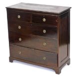 An Edwardian mahogany chest of two short over three long graduated drawers, raised on bracket feet,