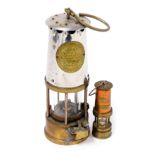 A Protector Lamp and Lighting Company Limited brass and aluminium miners lamp, type GR6S, number 537