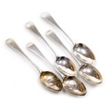 A set of five Victorian silver Old English pattern teaspoons, initial engraved, London 1852, 2.73oz.