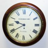 A Victorian mahogany cased wall clock, the circular dial bearing Roman numerals, 37cm wide.