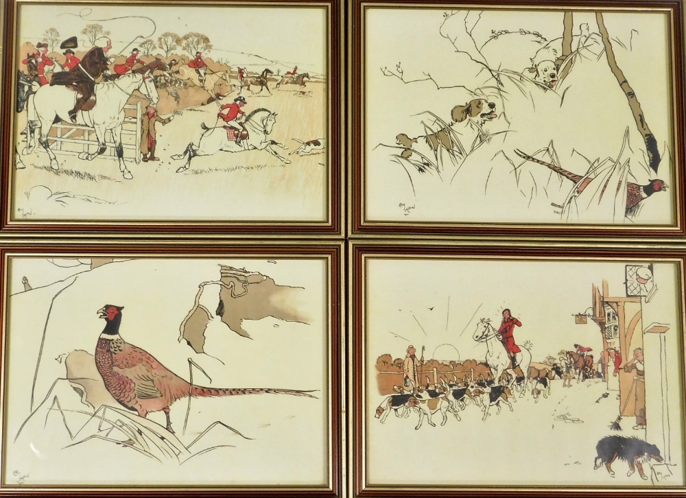Various pictures, prints, etc., to include after Cecil Aldin, four works, depicting hunting scenes, - Image 3 of 5