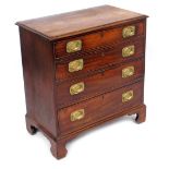 A George III mahogany chest, of four long graduated drawers, raised on bracket feet, 82cm high, 78cm