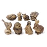 A group of Poole buff pottery figures, of animals and birds. (7)