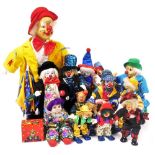 Assorted clown figures, some for ceiling suspension. (a quantity)