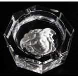 A Rosenthal Versace cut glass ashtray, of octagonal form, with a frosted cameo glass Versace emblem