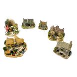 Six Lilliput Lane cottages and sculptures, boxed, comprising, Old Scrumpy Farm, Picnic Paradise Secr