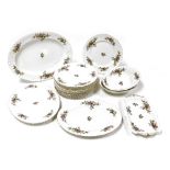 A group of Royal Albert porcelain Moss Rose dinner wares, comprising three graduated meat platters,
