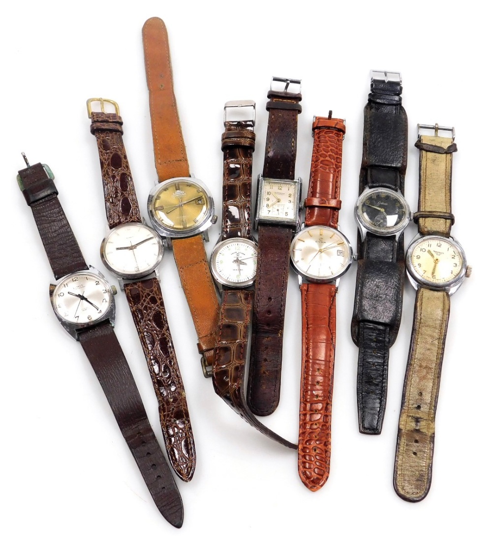 Gentleman's wristwatches, mid century and later, including Summit, Montrose, Cyma, and Limit, all wi