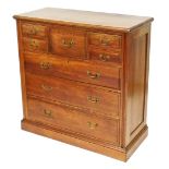 A Victorian oak chest of one deep and four short drawers, over three long graduated drawers, raised