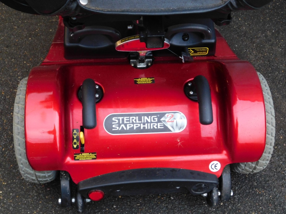A Sterling Sapphire 2 mobility scooter, in red trim, with charger and cables. - Image 3 of 3