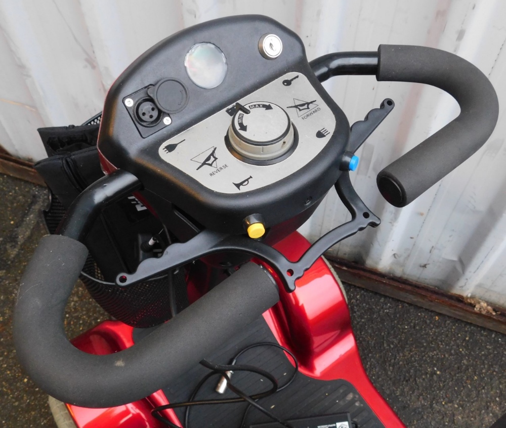 A Sterling Sapphire 2 mobility scooter, in red trim, with charger and cables. - Image 2 of 3