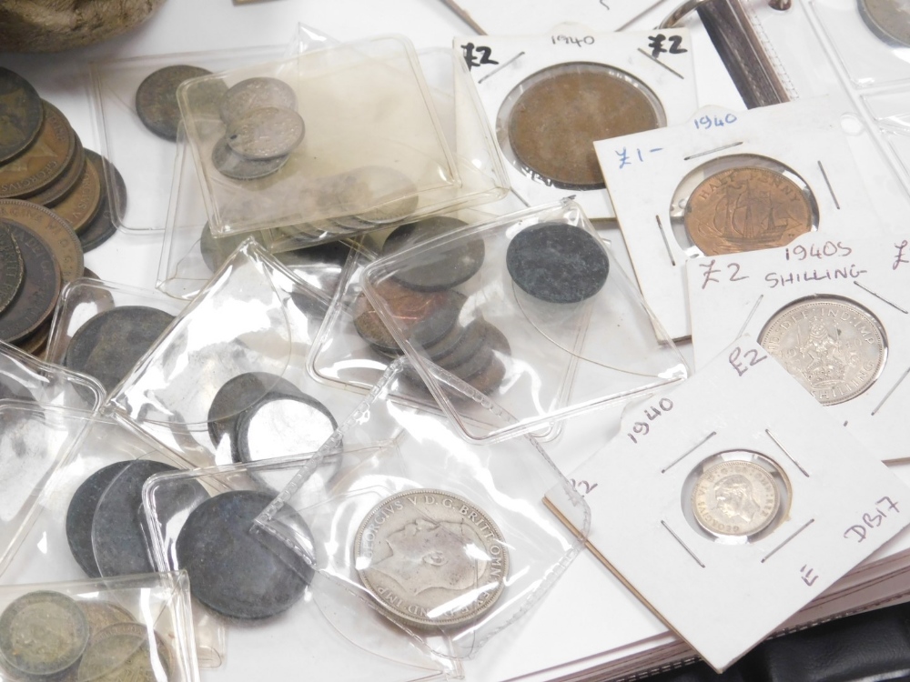 Georgian and later silver and copper coinage, including crowns, cartwheel penny, sixpences, shilling - Image 3 of 5