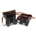 A pair of Ellgee Cadet 8x25 binoculars, and a pair of Ross Solaross 9x35 binoculars, both cased. (2)