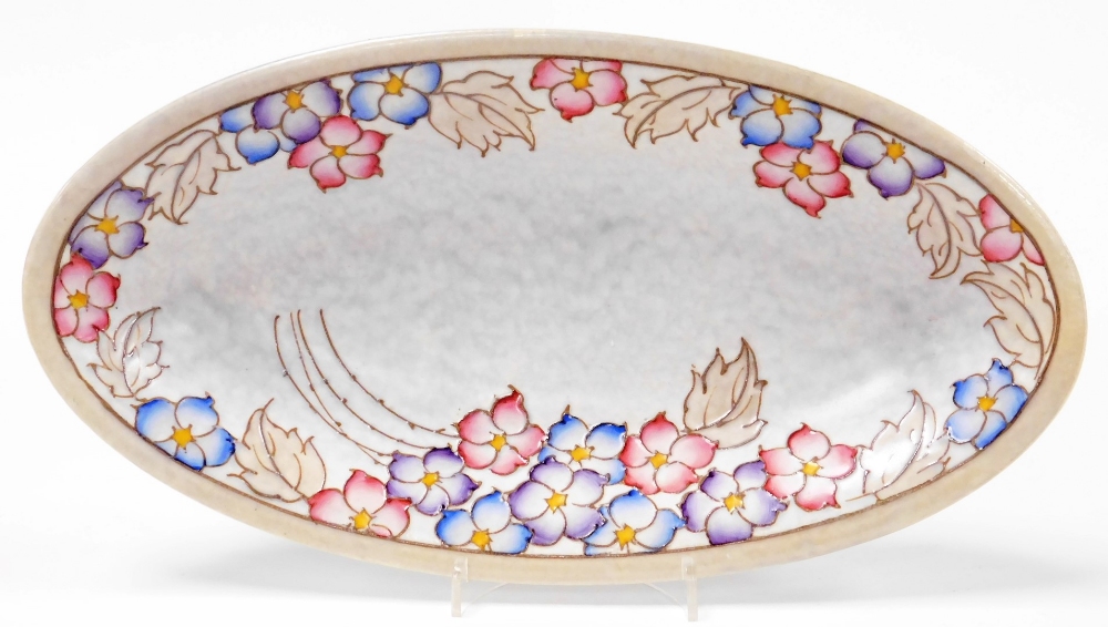 Three items of Bursley Ware Charlotte Rhead pottery, comprising a Trellis pattern bowl, 19cm diamete - Image 2 of 6