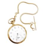 A Zenith gentleman's 18ct gold pocket watch, open faced, keyless wind, circular enamel dial bearing