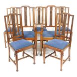 A set of seven late Victorian mahogany dining chairs, the column formed splat carved with harebells