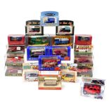 Corgi Gilbow and other die cast sports cars, buses, and vintage trucks, all boxed. (a quantity)