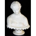 A late 19thC parian bust of Clyte, raised on a socle base, 28cm high.