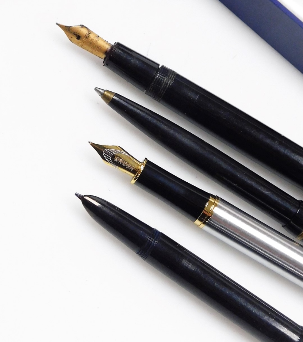 A group of fountain and other pens, to include a Waterman fountain pen in black casing with a gold c - Image 2 of 2