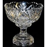 A Bohemian cut glass fruit bowl, on a separate stand, 26cm wide.