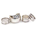 A pair of George V silver napkin rings, with Greek key open work decoration, Birmingham 1929, togeth
