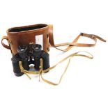 A pair of WWII military field binoculars, 6.E/293x6, dated 1944, no.13871, with a matched case.