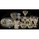 A group of cut glass, to include an Edinburgh Crystal water jug engraved with thistles, six wine cou