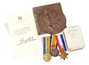 A World War I medal trio to Able Seaman Victor Kerridge Watts, who died on 22nd September 1914 on bo