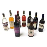 Wines and spirits, including Dubonnet, Ouzo, Coopers and Lybrand The Auditor's Port, Damson wine and