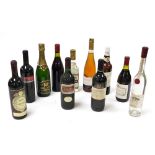 Wine and spirits, including Shiraz 1994, Masi Campofiorin 1995, Pierre Jourdan sparkling wine, Cuerv
