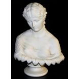 A late 19thC parian porcelain bust of Clytie, on a socle base, unsigned, 29cm high.