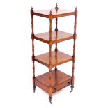 A Victorian mahogany whatnot, of four tier rectangular form with a frieze drawer below, raised on tu