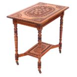 A Victorian Aesthetic style mahogany side table, the top cast centrally with ivy within quarter fan