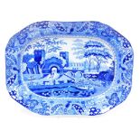 An early 19thC Spode blue and white meat platter decorated in the Bridge of Lucano pattern, 48cm wid