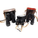 A pair of military Ross MK IV Bino Prism no.5 binoculars, a pair of Ross Enbeeco 13x60 binoculars no