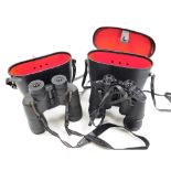 A pair of Pentax 7x50 PCF binoculars, together with a pair of Super Zenith 10x50 field binoculars, b