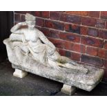A composition garden statue after Canova, depicting the Princess of Borghese reclining on a sofa, 58
