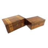 A Victorian walnut and marquetry inlaid box, with a vacant interior, 12cm high, 27.5cm wide, 19cm de