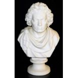 A late 19thC Copeland parian bust of Beethoven, being a copy of the bust in the possession of the Ph