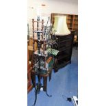 A group of furniture, to include a wrought iron standard lamp, 178cm high including shade, a four ti