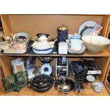 Various kitchenalia, to include an Aga set of scales in black enamel, 38cm high, a Tefal Opti grill,