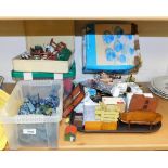 Various toys, to include moulded plastic soldiers, farmyard animals, doll's house furniture, a Brita