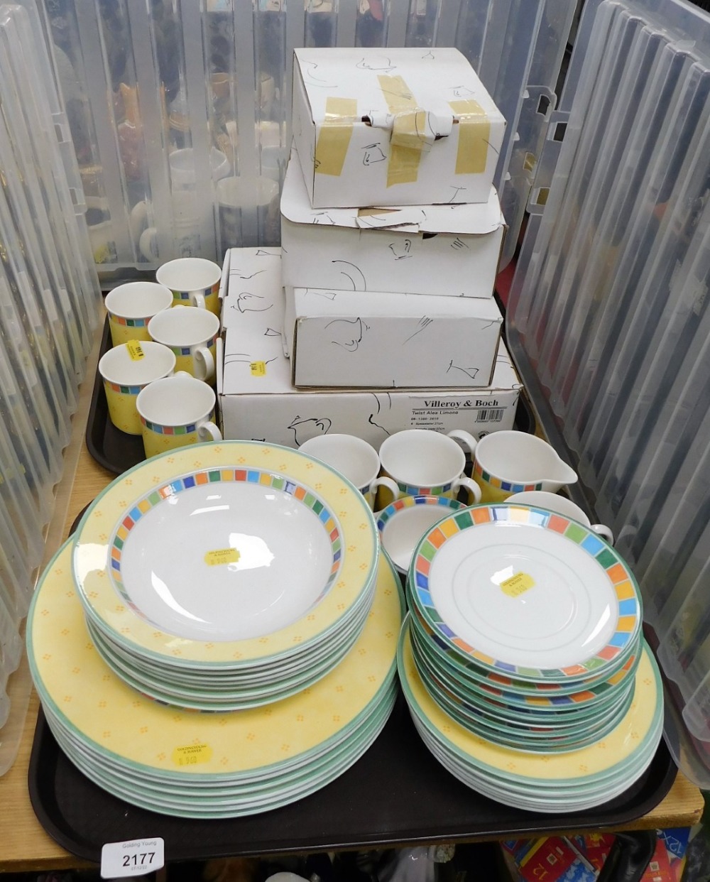 A Villeroy and Boch Twist Alea Limone part coffee and dinner service, some boxed.